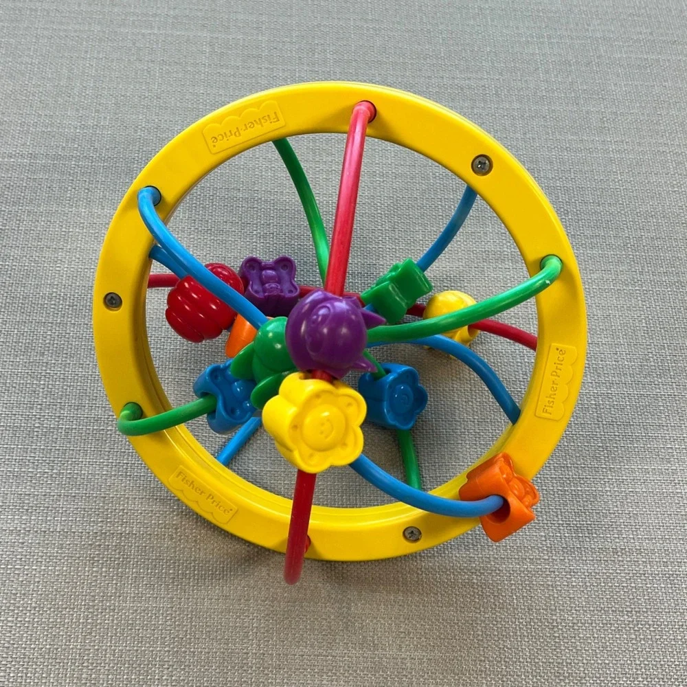 Vintage 1995 Fisher-Price Bead Maze Circular Activity Toy Sensory Primary Colors
